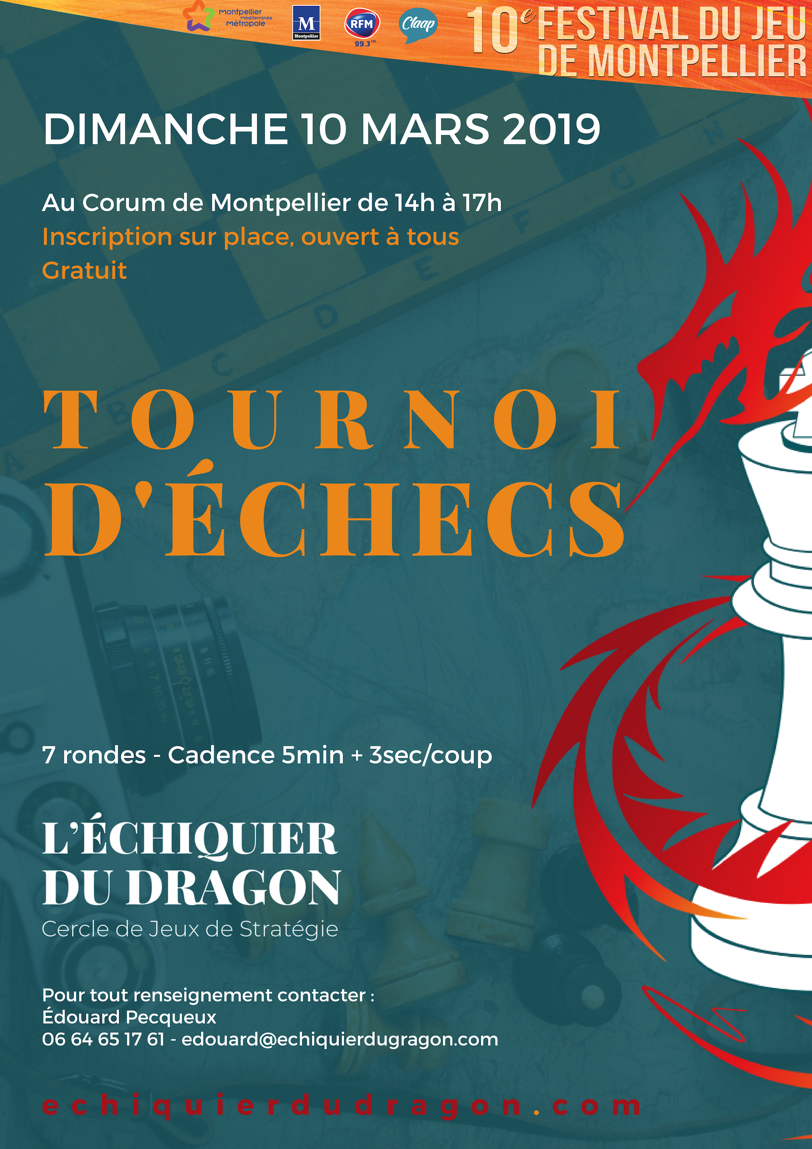 Tournoi d’échecs durant le festival du jeux de Montpellier – 10 mars 2019
